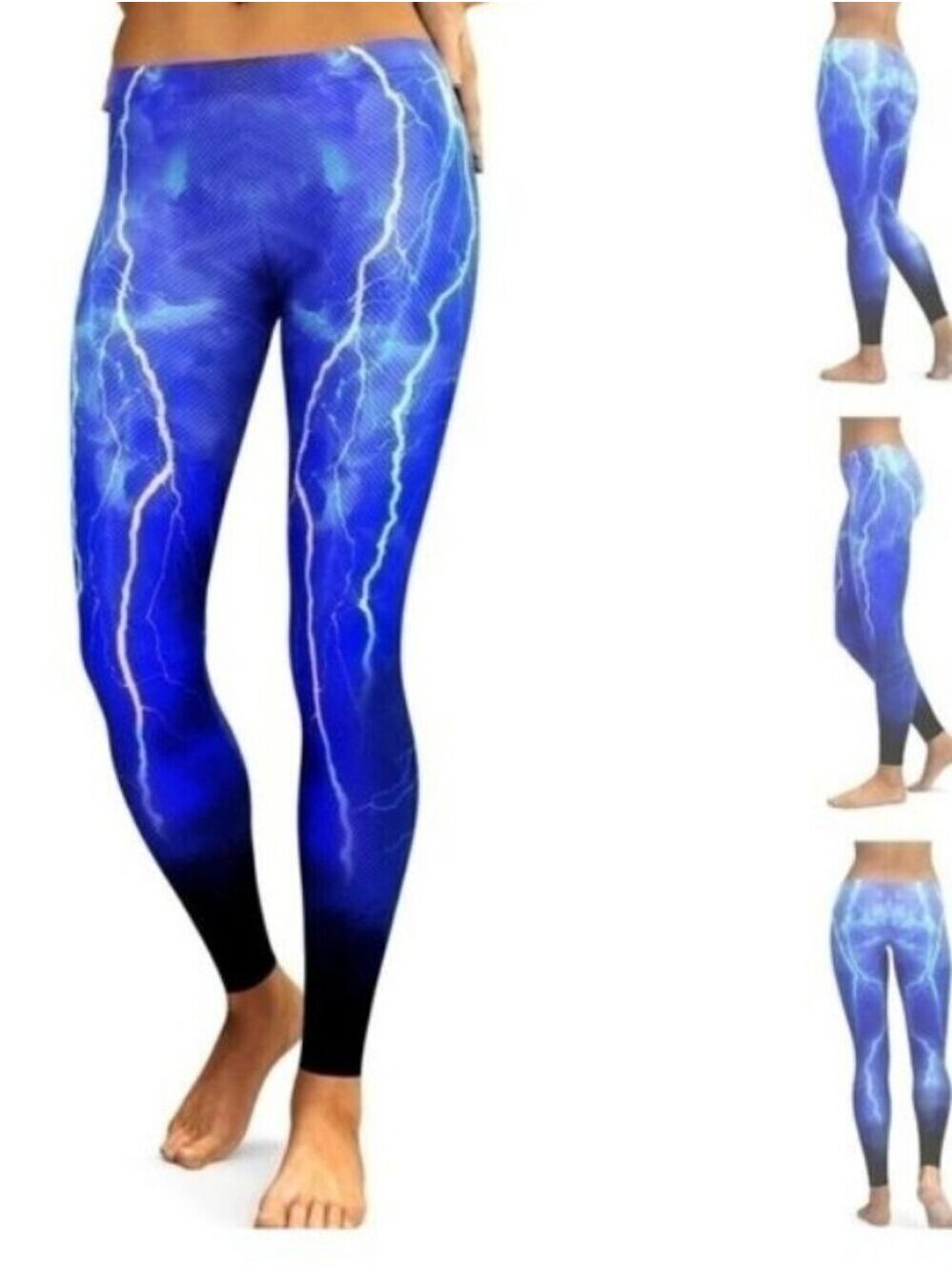 Gearbunch Lightning Strike Blue Bolt Ombre Squat Proof Workout Leggings Size XS